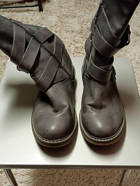 Maurices Dark Brown Strappy Combat Boots